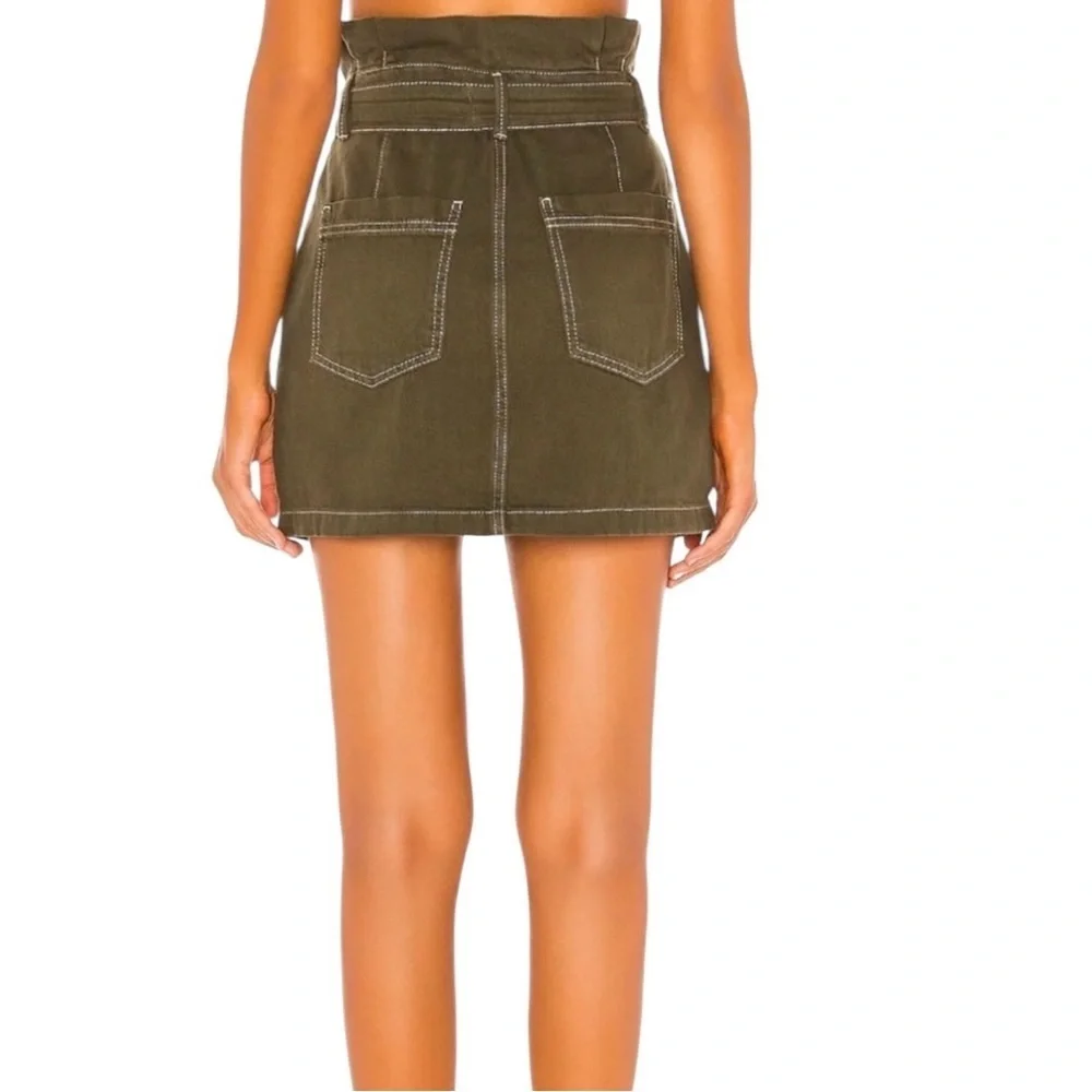Free People Splendor  In The Grass Army Green Paper Bag Denim Skirt Size 4 NEW - Picture 2 of 11